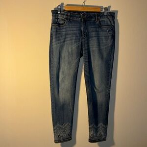 WHITE HOUSE BLACK MARKET The Skinny CropJeans Size 6 Brass Ankle Details